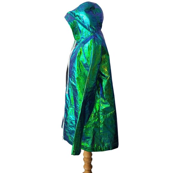 PrettyLittleThing Cobie Green Coachella Holographic Jacket Disco Carnival Shiny - Picture 9 of 12